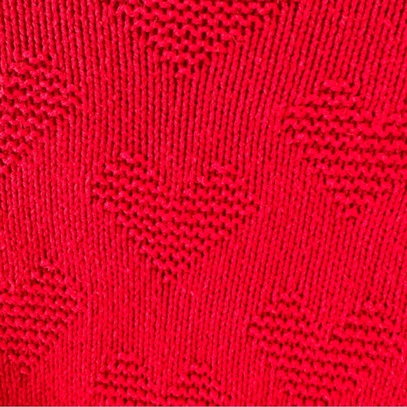 Loft red heart print bateau neck sweater balloon long sleeve cotton blend Sz XS - Picture 3 of 8